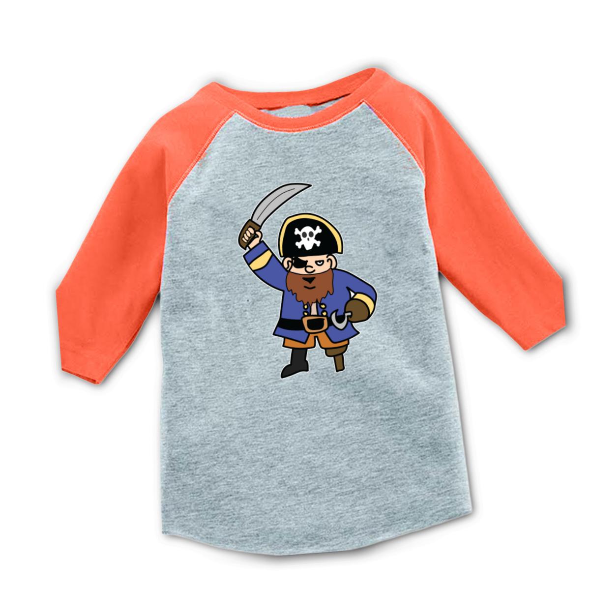 Pirate Kid's Raglan Tee Small heather-orange