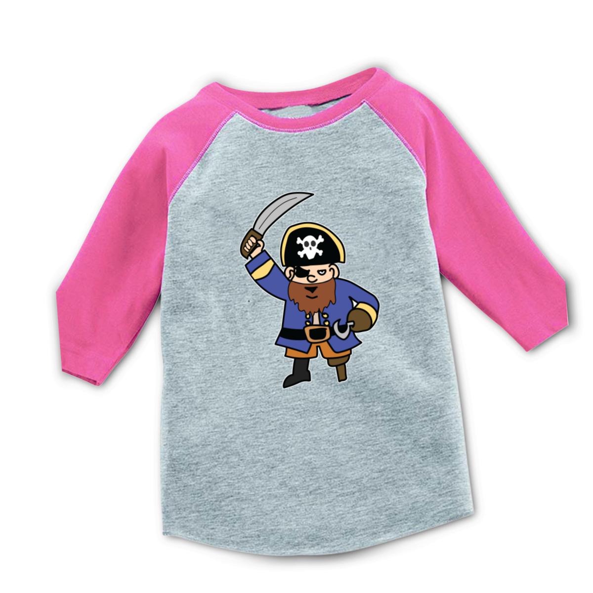 Pirate Toddler Raglan Tee 2T heather-pink