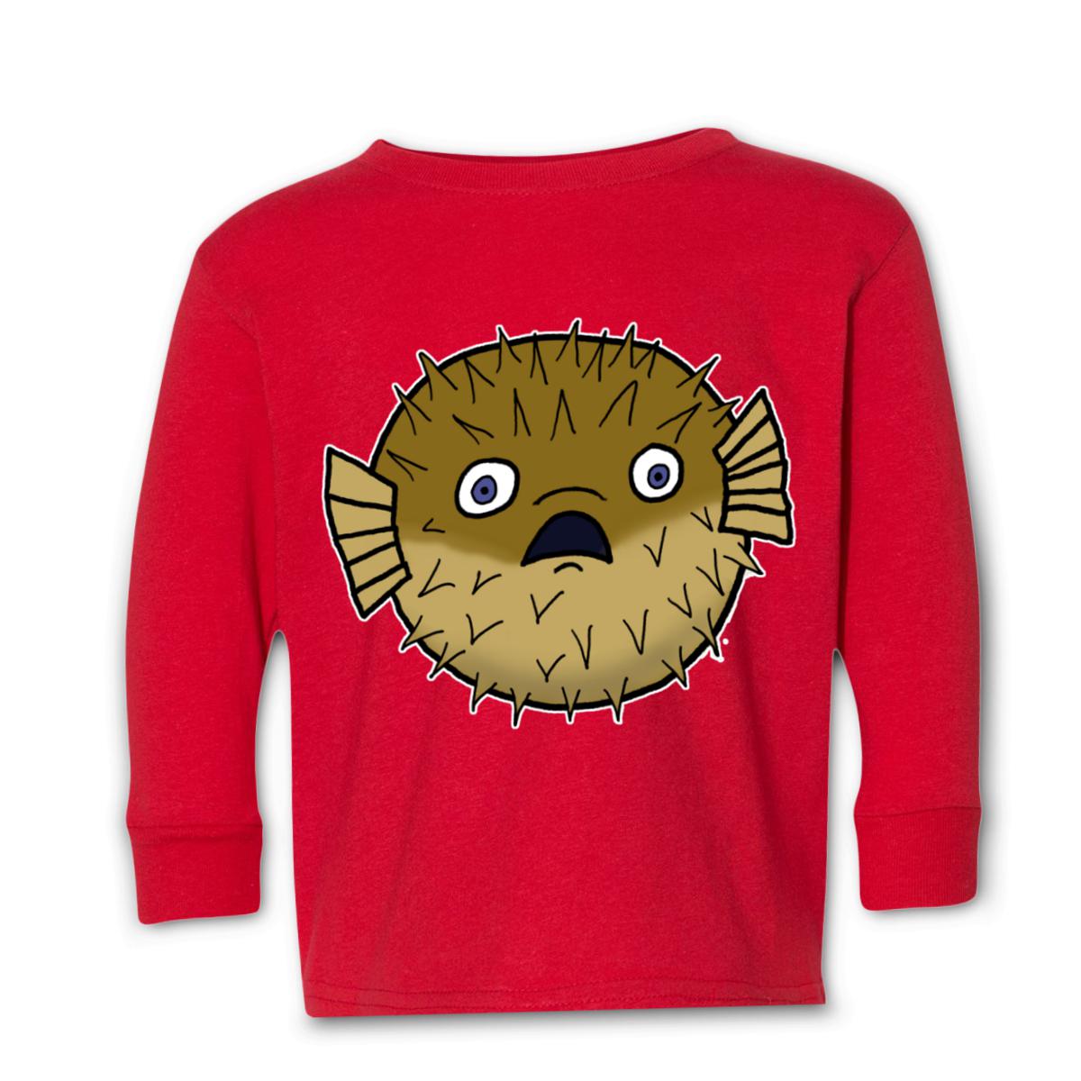 Puffer Fish Toddler Long Sleeve Tee 2T red