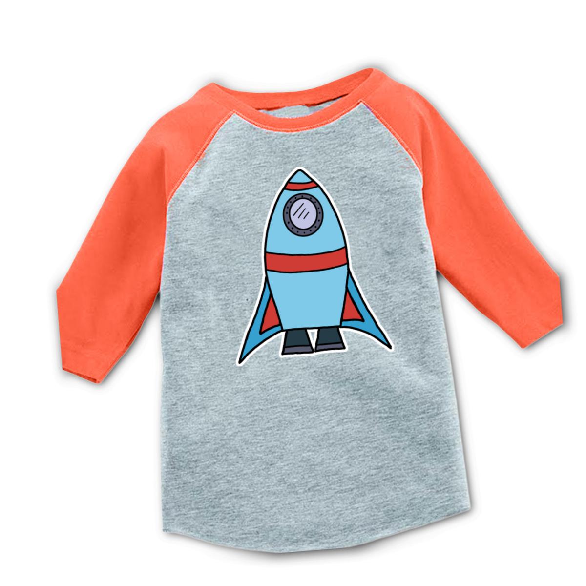 Rocket Ship Toddler Raglan Tee 2T heather-orange
