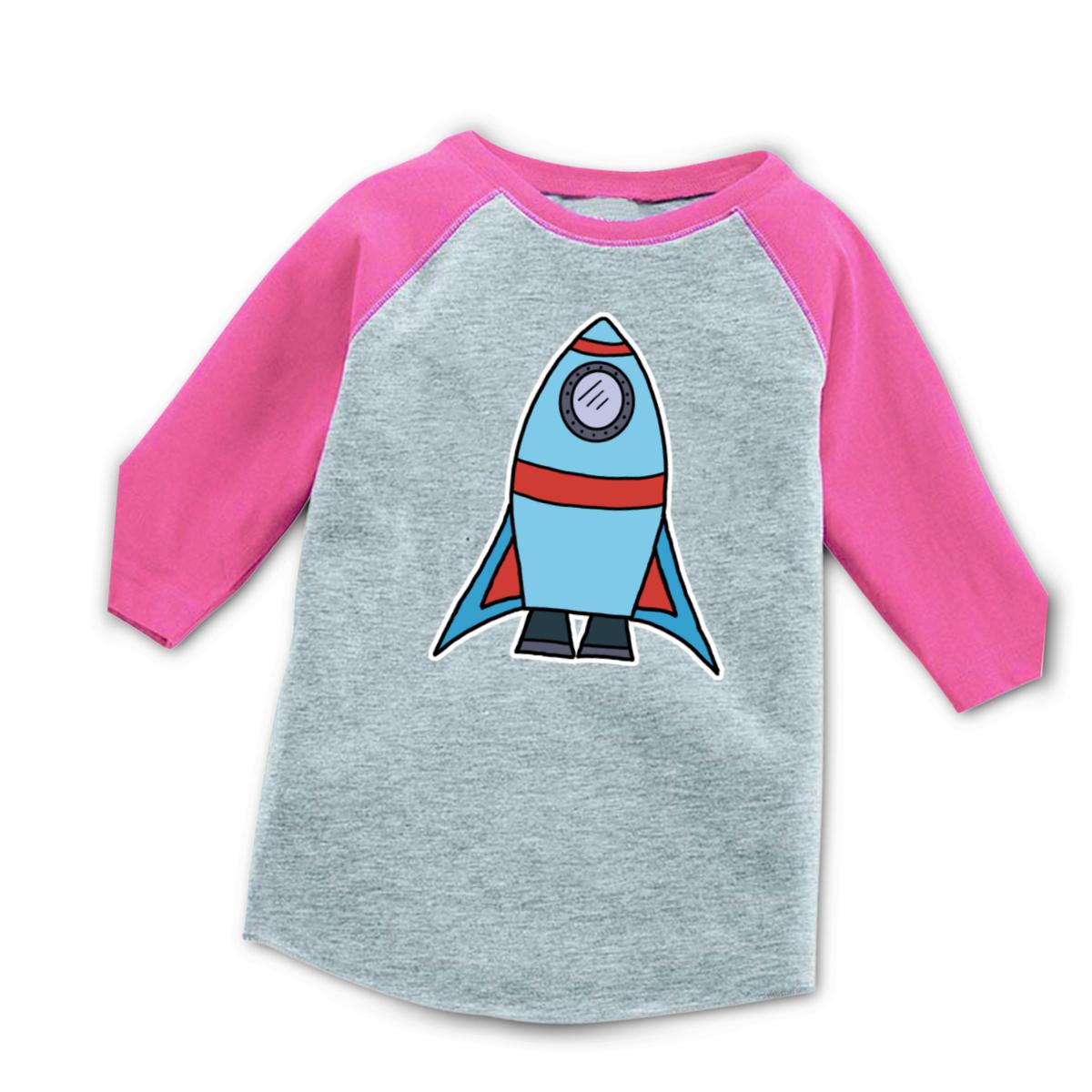 Rocket Ship Toddler Raglan Tee 4T heather-pink