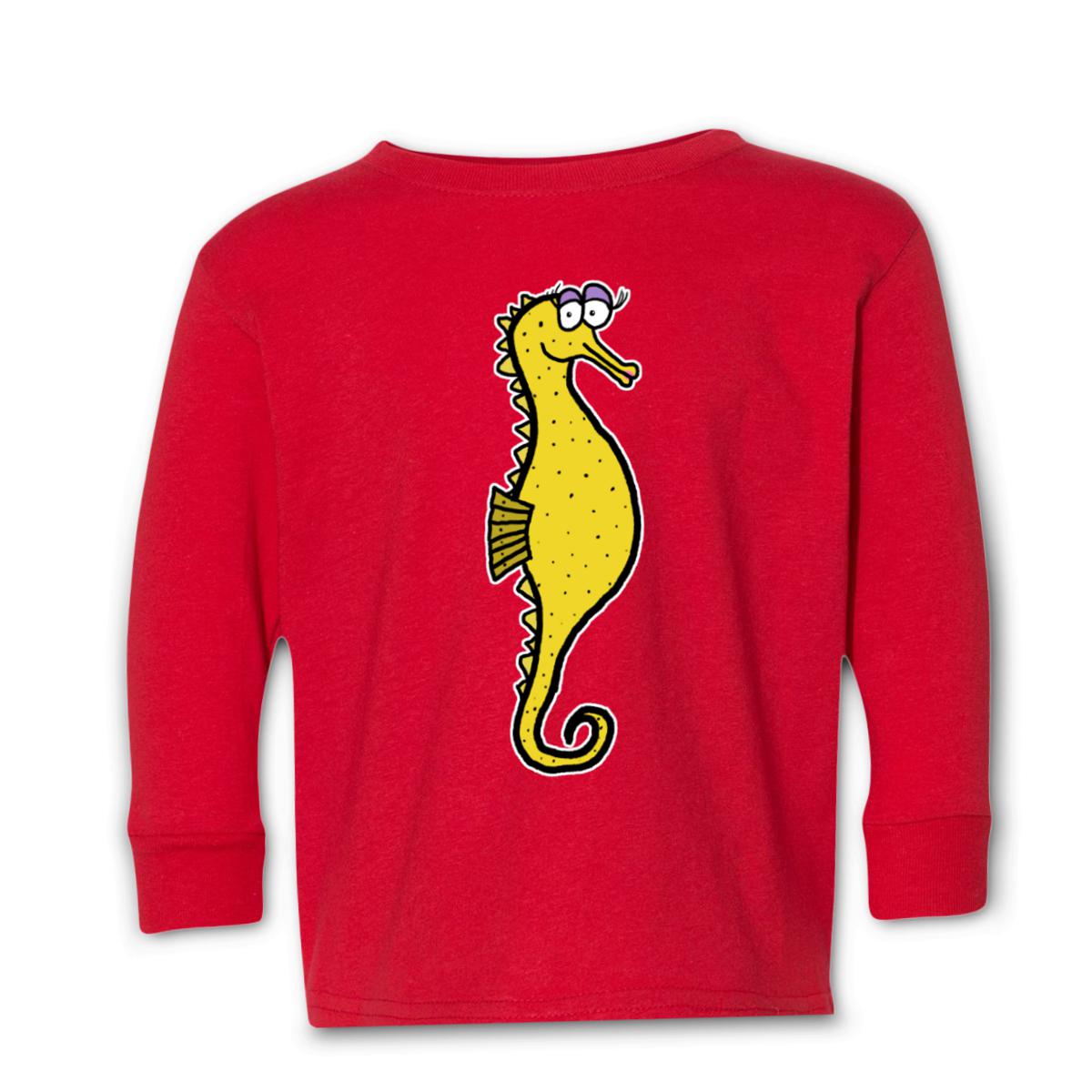 Seahorse Toddler Long Sleeve Tee 4T red