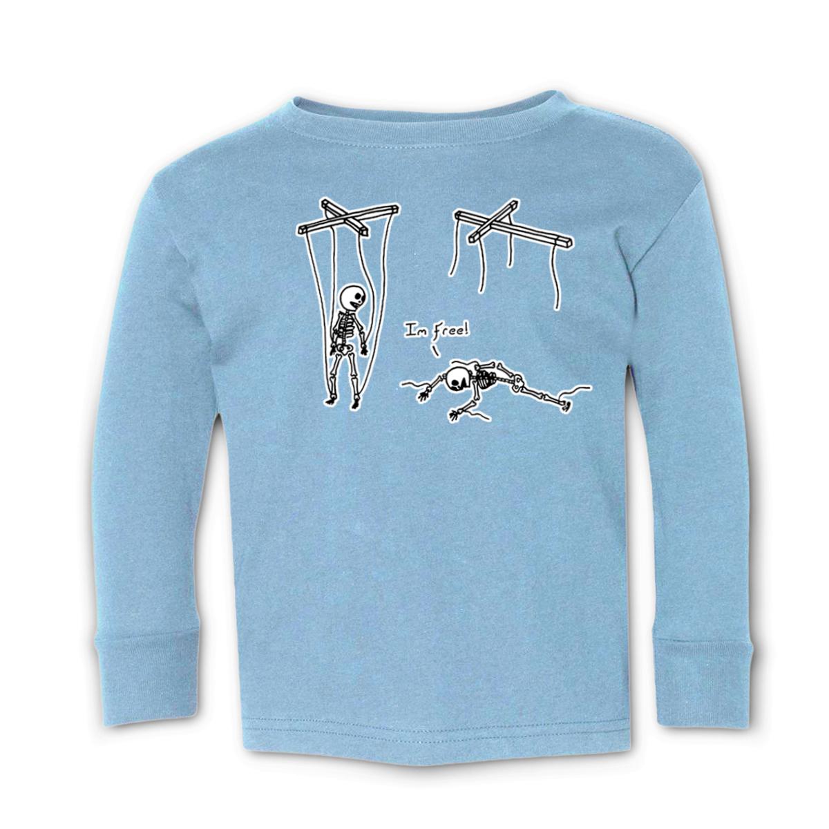 Skeleton Freedom Toddler Long Sleeve Tee 2T light-blue