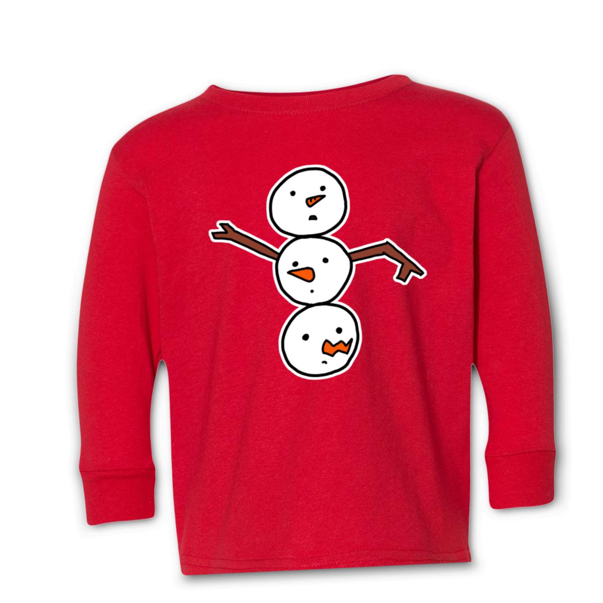 Snowman All Heads Kid's Long Sleeve Tee Small red