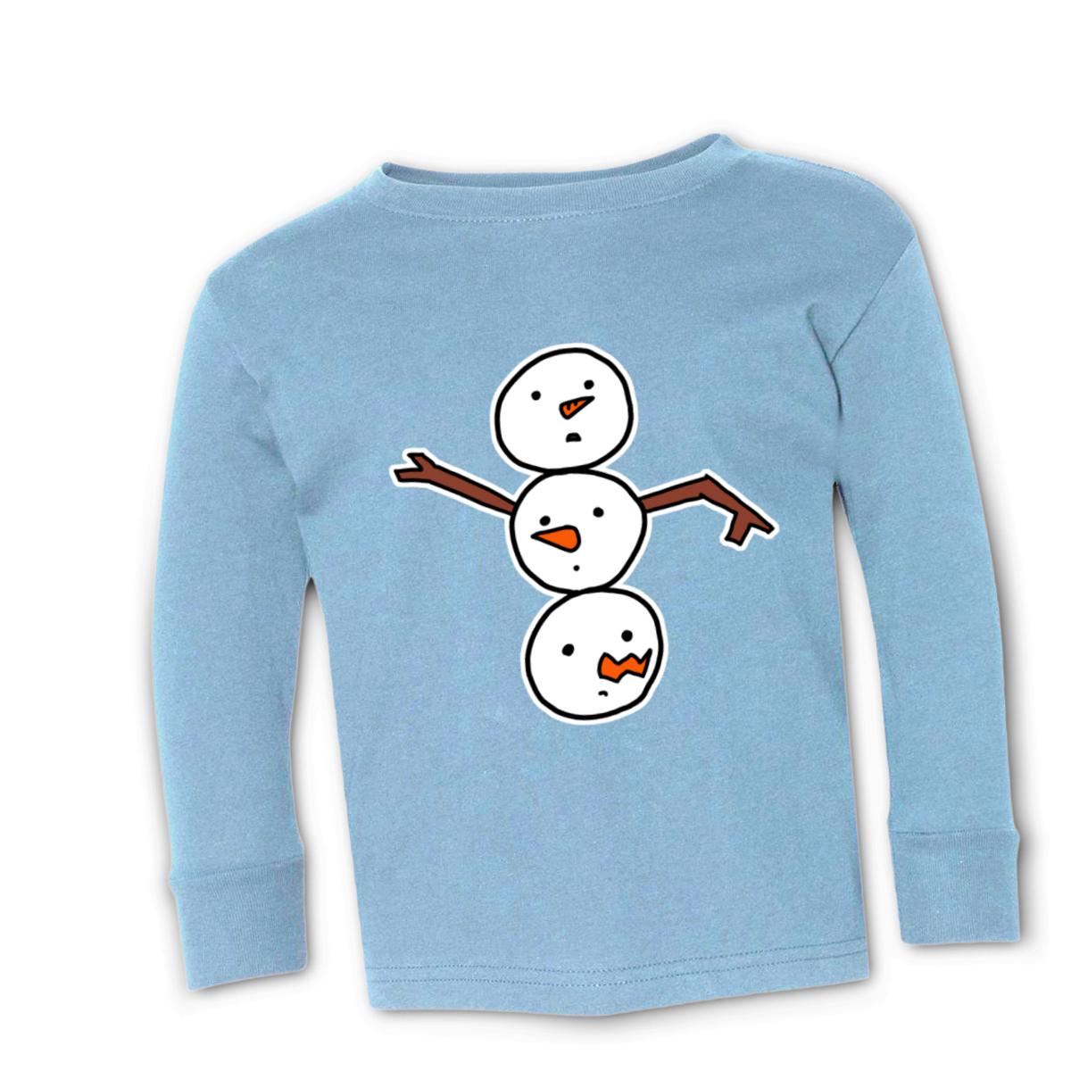 Snowman All Heads Toddler Long Sleeve Tee 2T light-blue