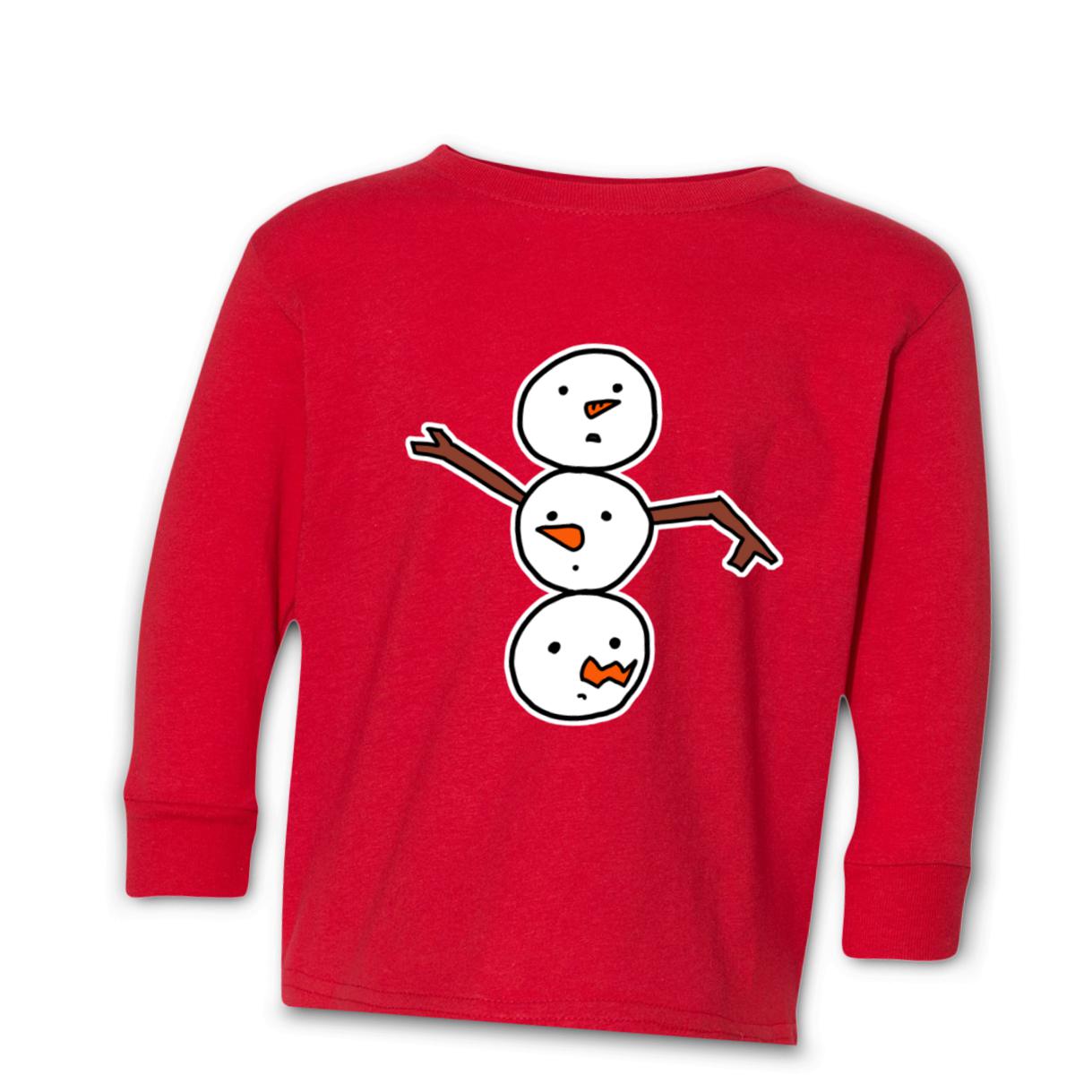 Snowman All Heads Toddler Long Sleeve Tee 56T red