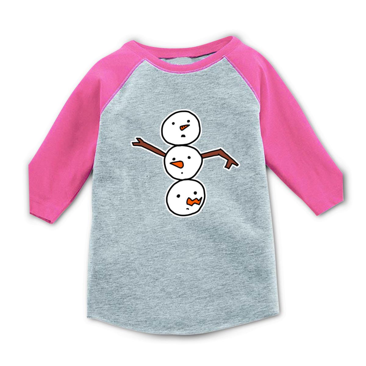 Snowman All Heads Toddler Raglan Tee 2T heather-pink