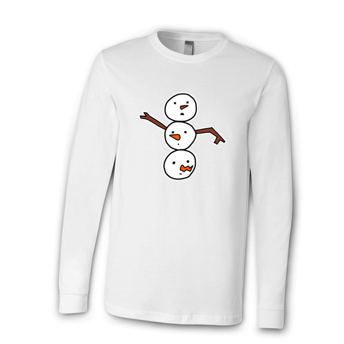 Snowman All Heads Unisex Long Sleeve Tee Large white