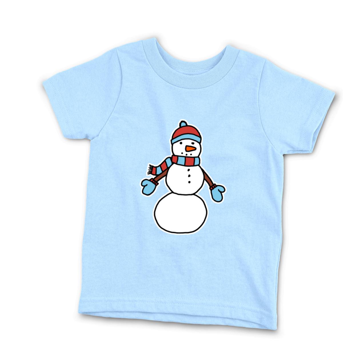 Snowman Bundled Up Kid's Tee Large light-blue