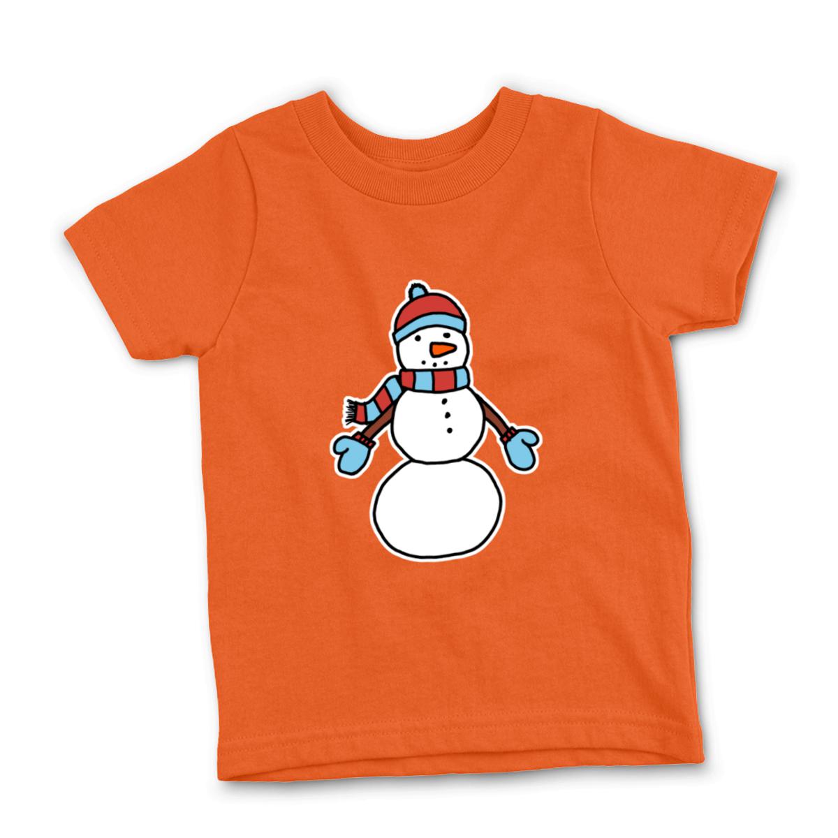 Snowman Bundled Up Kid's Tee Small orange
