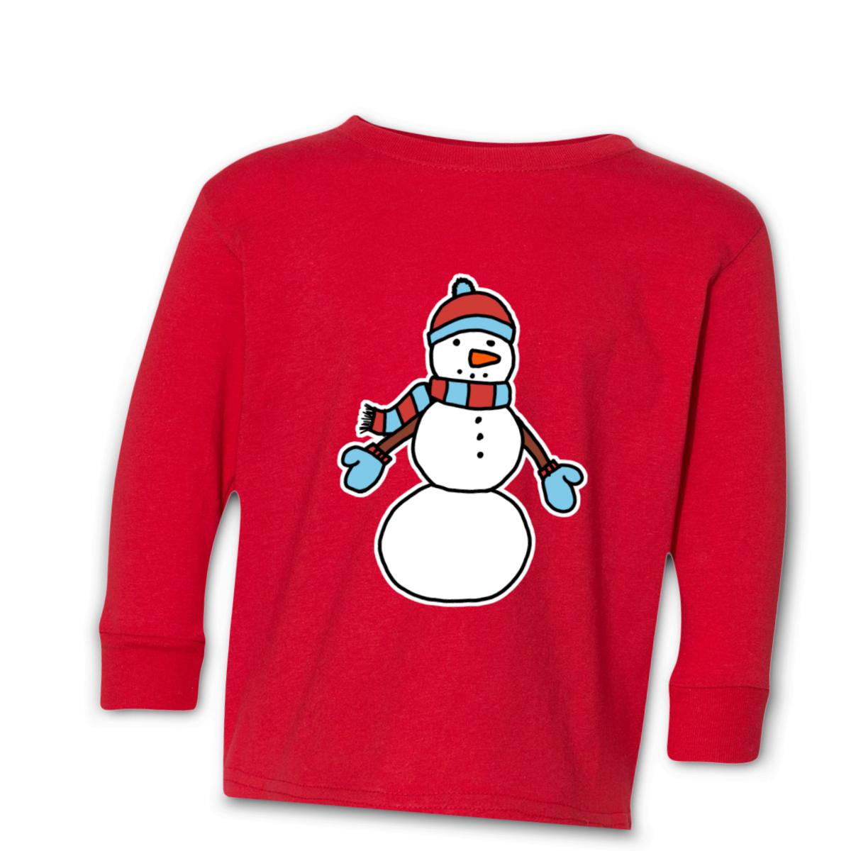 Snowman Bundled Up Toddler Long Sleeve Tee 56T red