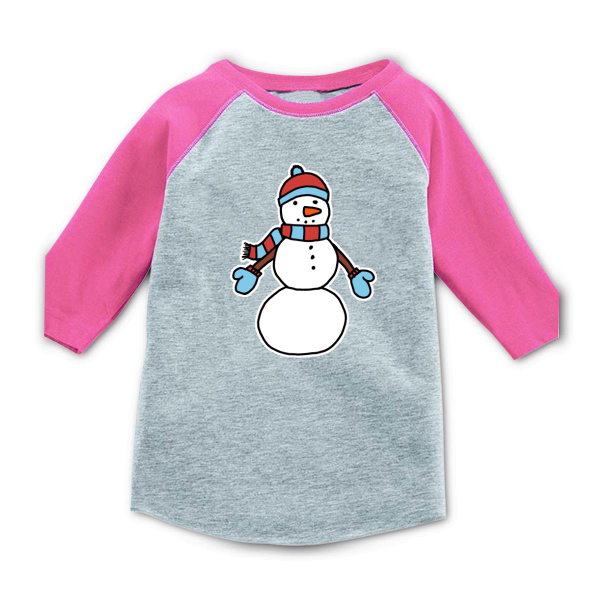 Snowman Bundled Up Toddler Raglan Tee 2T heather-pink