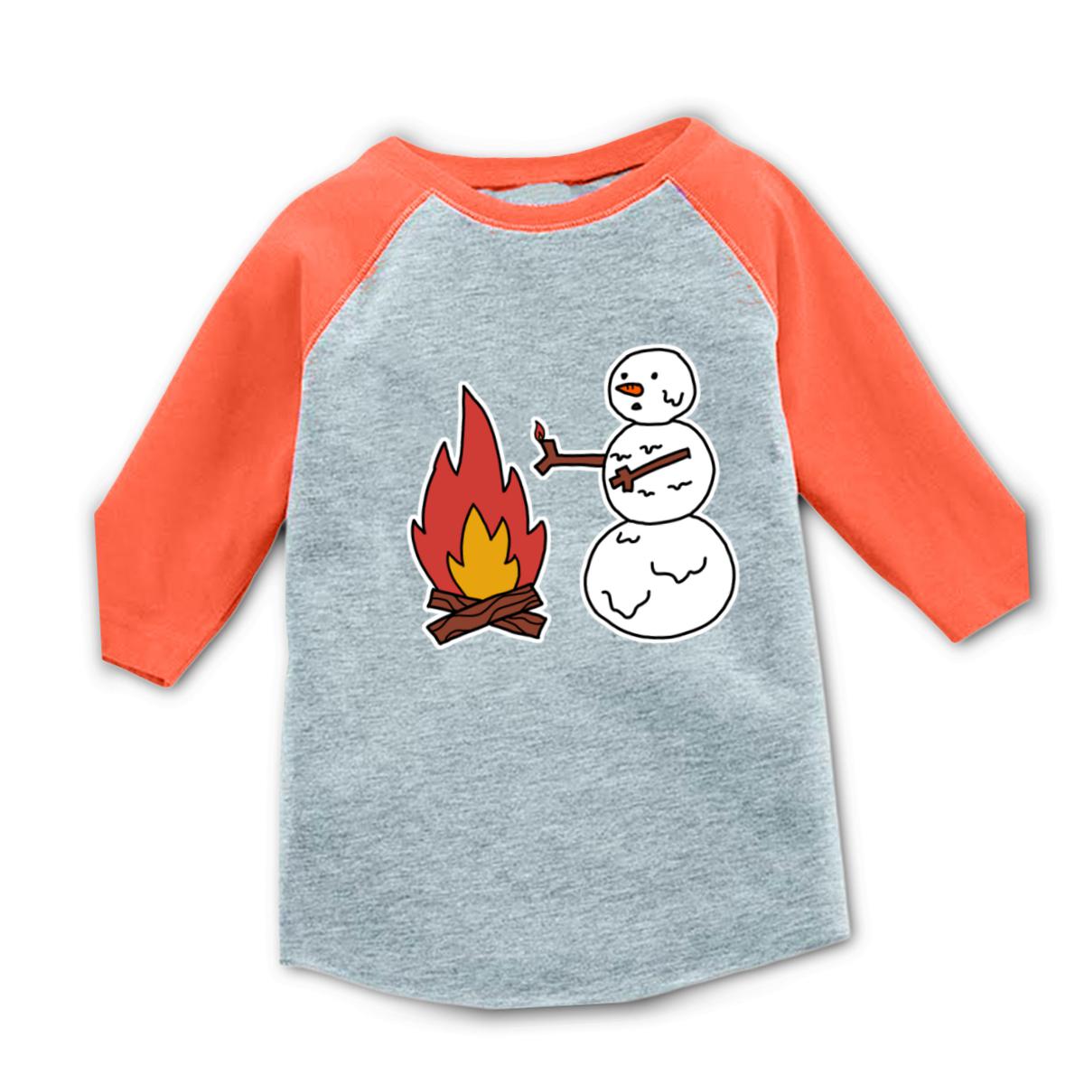 Snowman Keeping Warm Toddler Raglan Tee 4T heather-orange