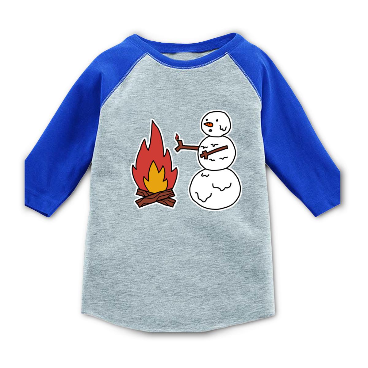 Snowman Keeping Warm Toddler Raglan Tee 2T heather-royal