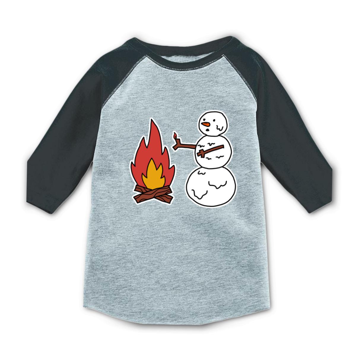 Snowman Keeping Warm Toddler Raglan Tee 56T heather-smoke