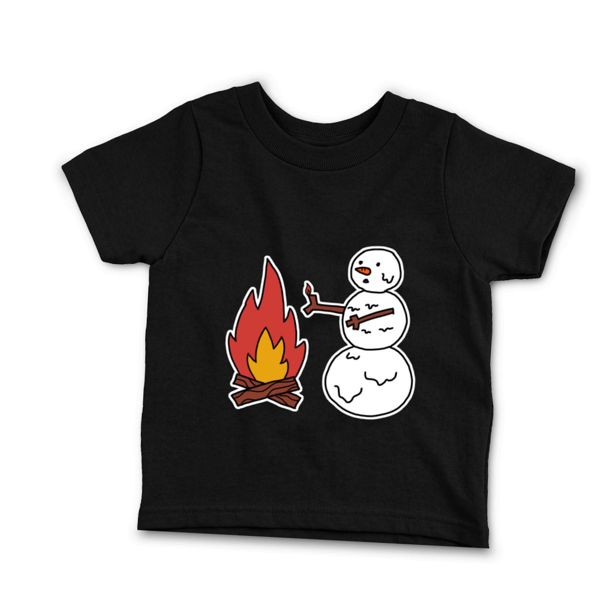 Snowman Keeping Warm Toddler Tee 2T black