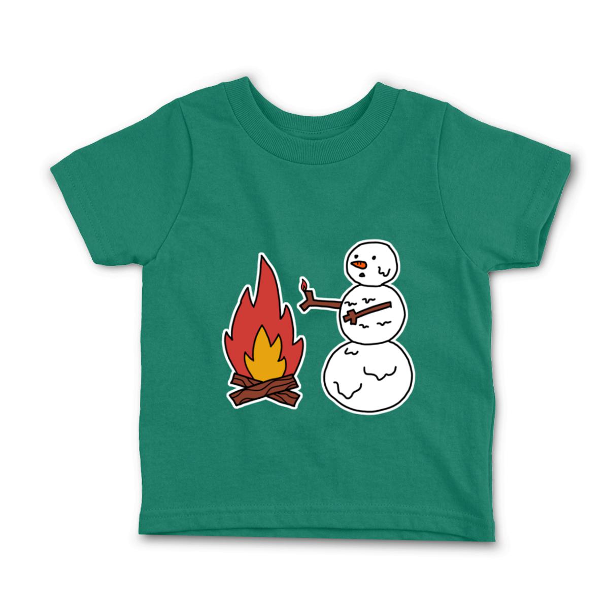 Snowman Keeping Warm Toddler Tee 2T kelly