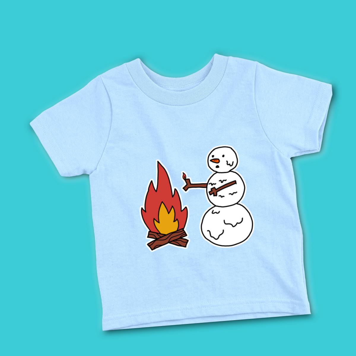 Snowman Keeping Warm Toddler Tee