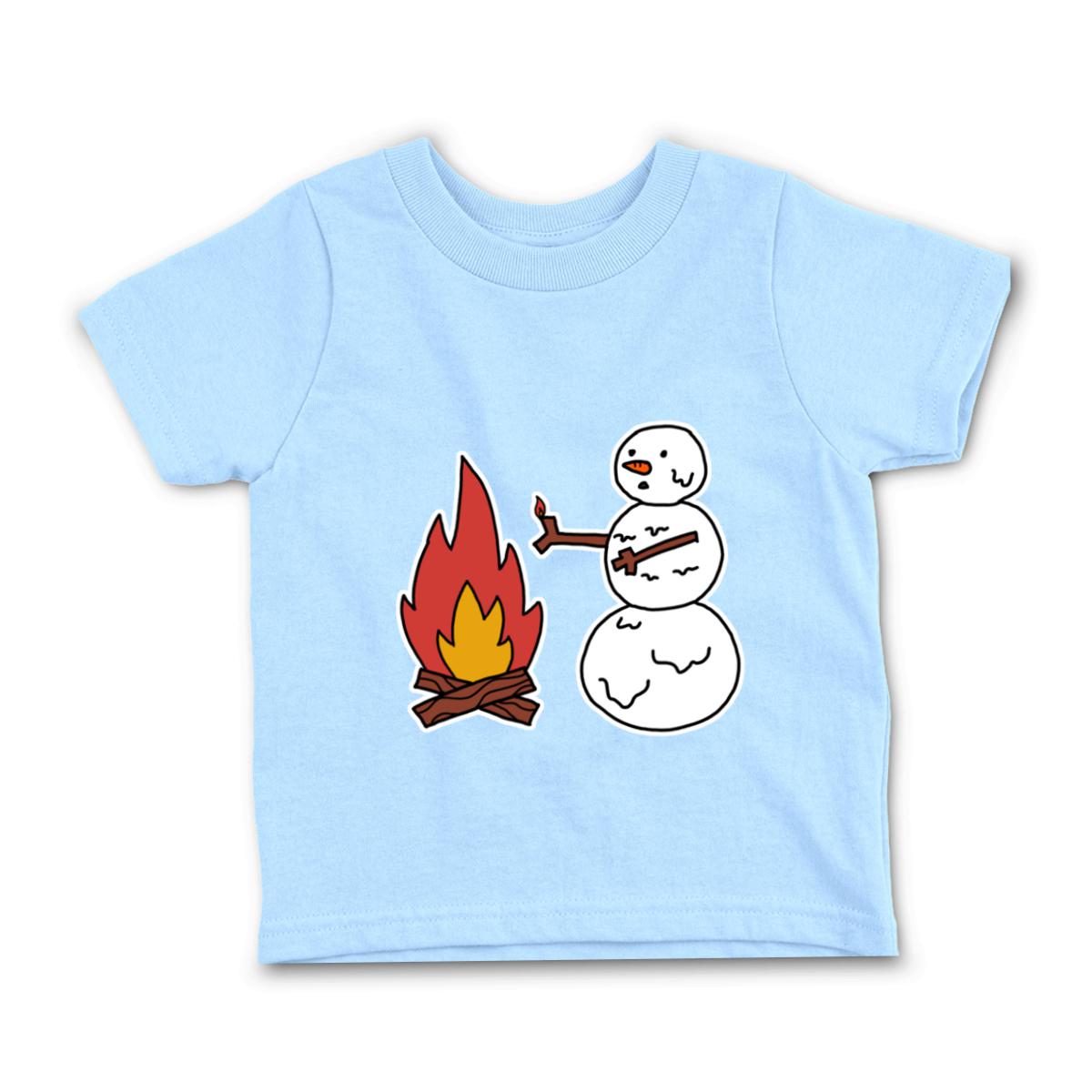 Snowman Keeping Warm Toddler Tee 4T light-blue