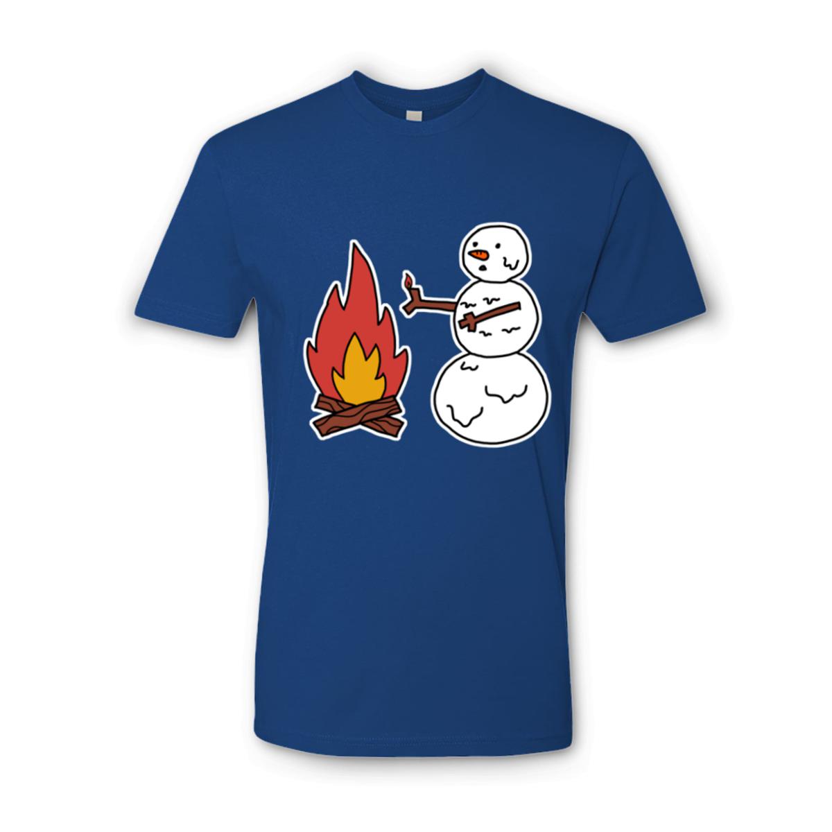 Snowman Keeping Warm Unisex Tee Medium royal-blue