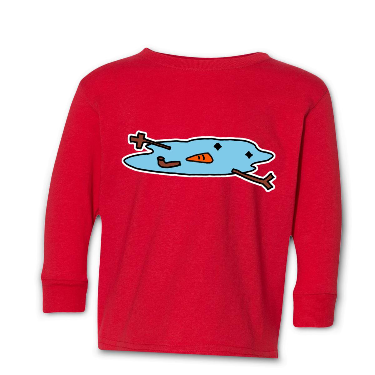 Snowman Puddle Kid's Long Sleeve Tee Large red