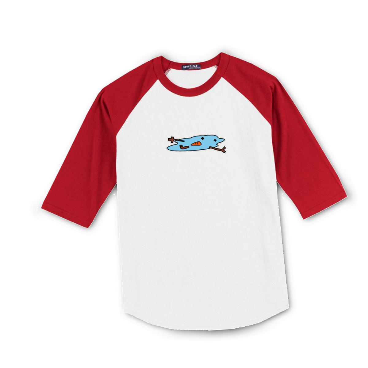 Snowman Puddle Men's Raglan Tee Double Extra Large white-red