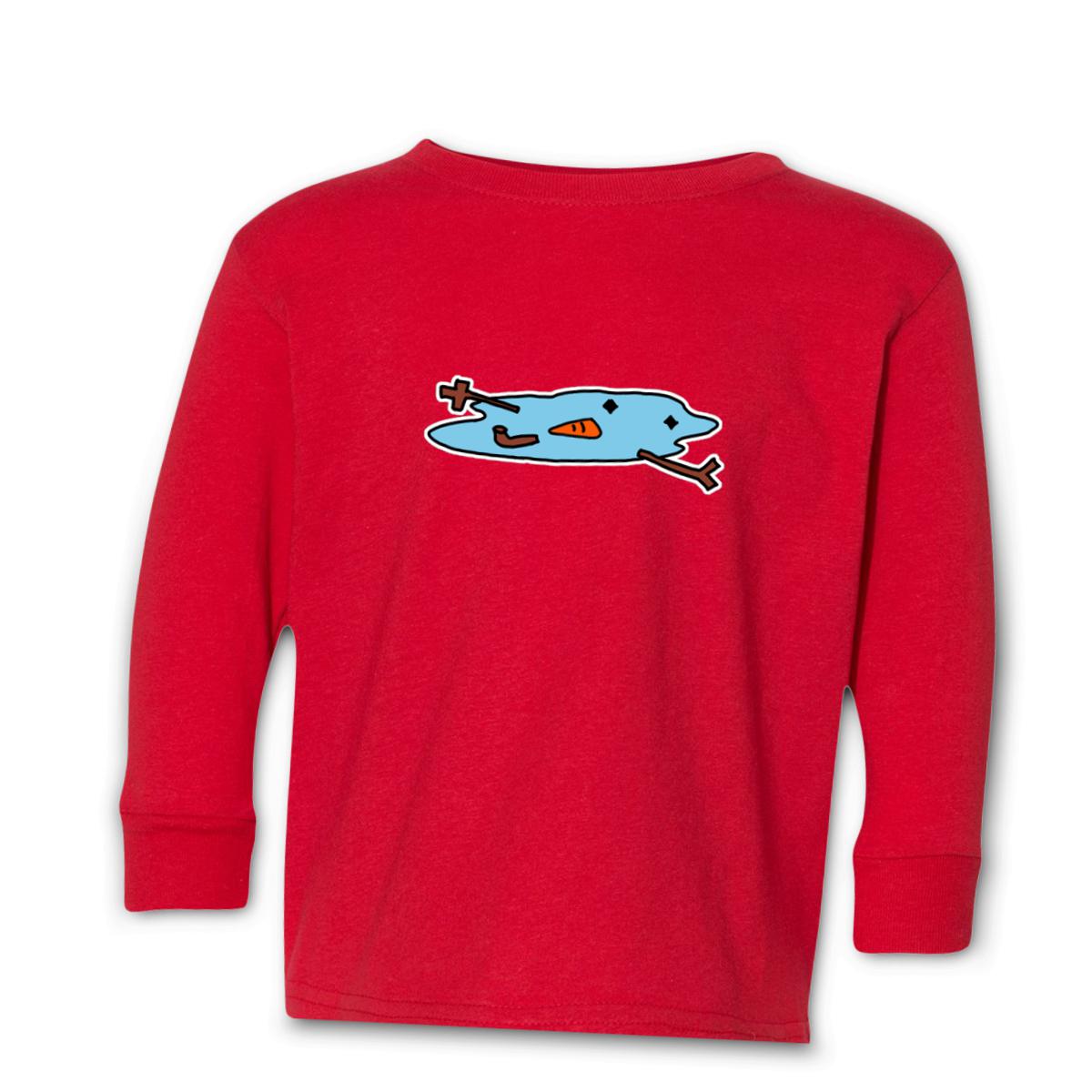 Snowman Puddle Toddler Long Sleeve Tee 2T red