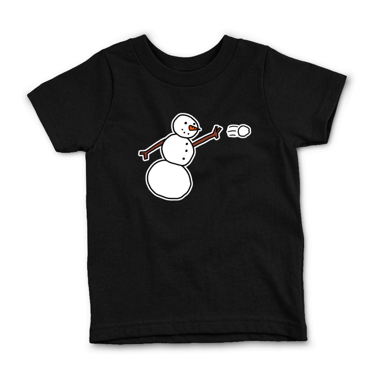 Snowman Throwing Snowball Kid's Tee Small black