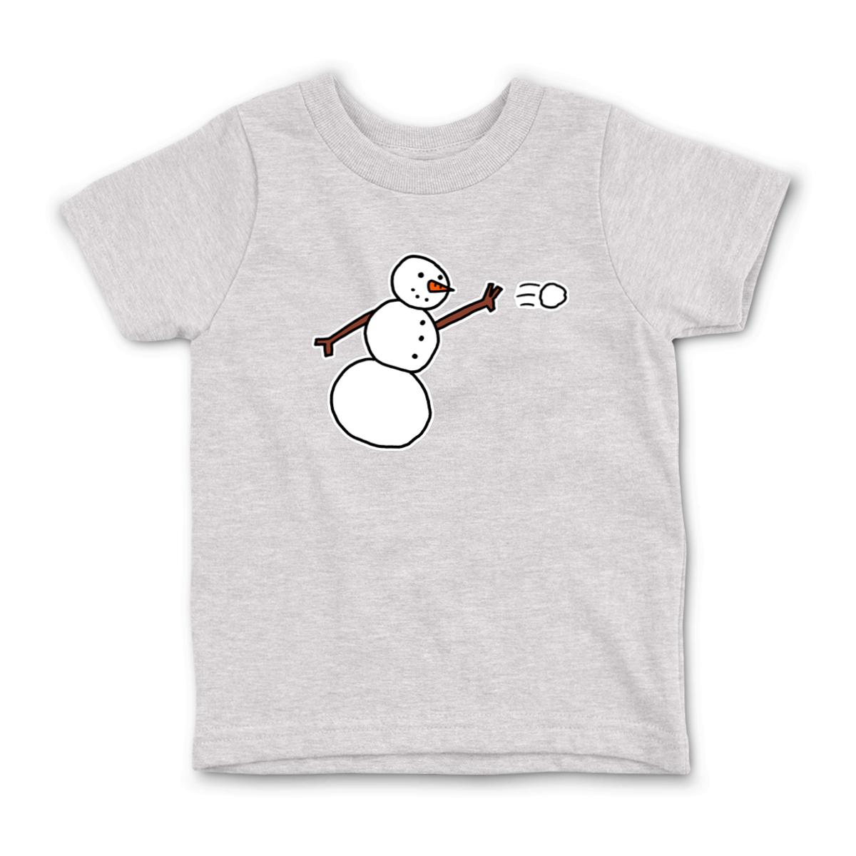 Snowman Throwing Snowball Kid's Tee Large heather