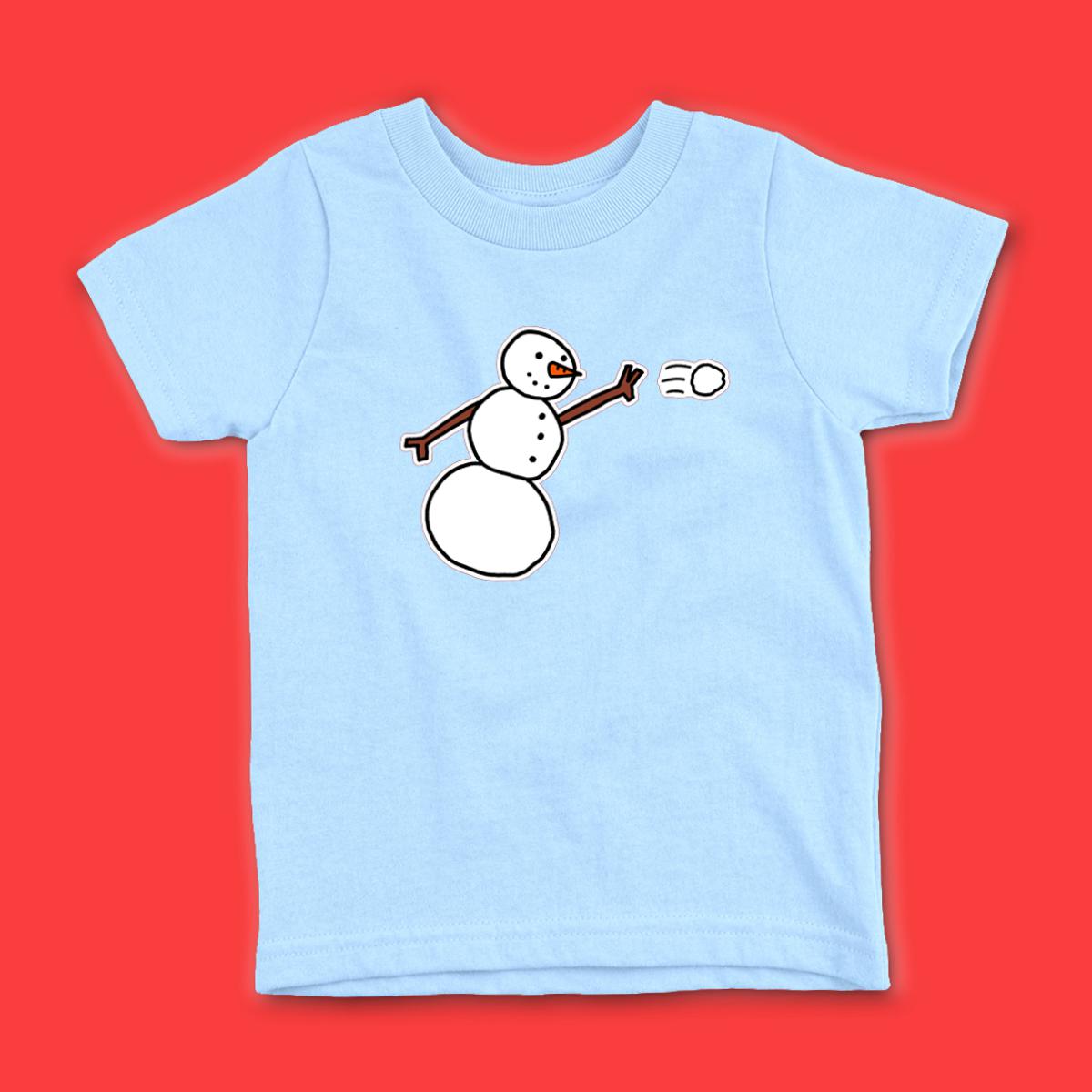 Snowman Throwing Snowball Kid's Tee