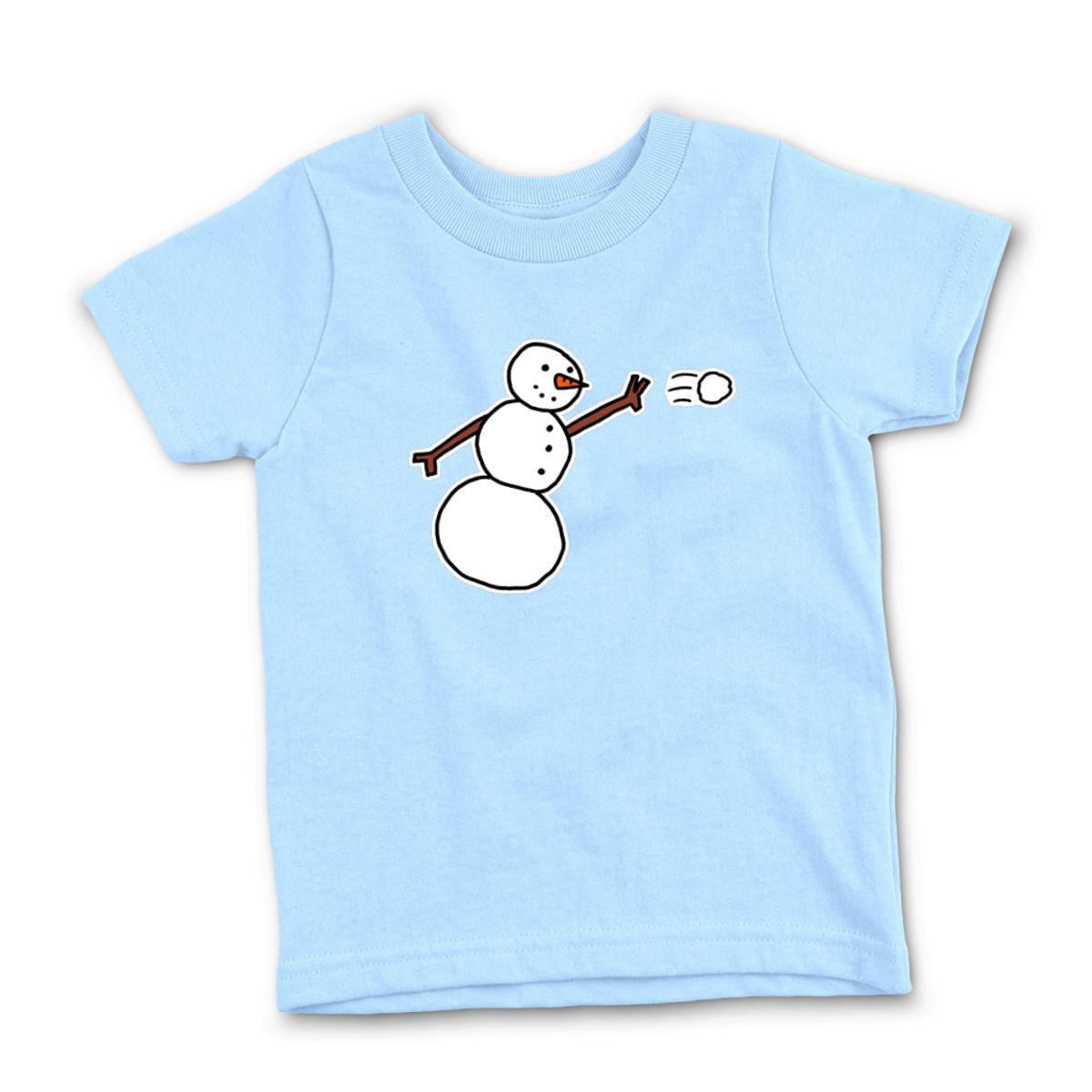 Snowman Throwing Snowball Kid's Tee Small light-blue