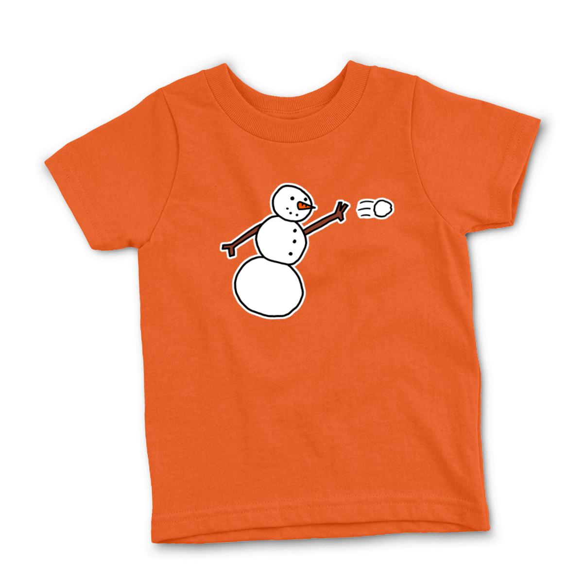 Snowman Throwing Snowball Kid's Tee Small orange
