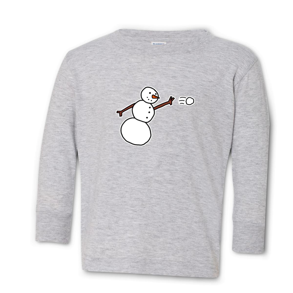 Snowman Throwing Snowball Toddler Long Sleeve Tee 56T heather