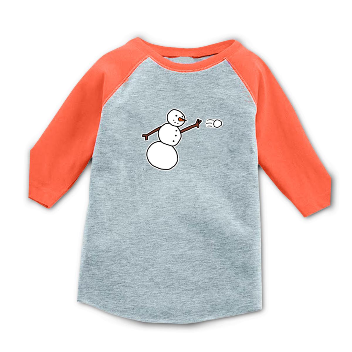 Snowman Throwing Snowball Toddler Raglan Tee 4T heather-orange