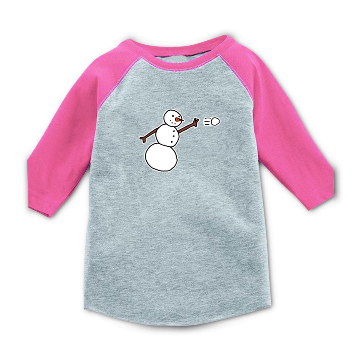 Snowman Throwing Snowball Toddler Raglan Tee 4T heather-pink