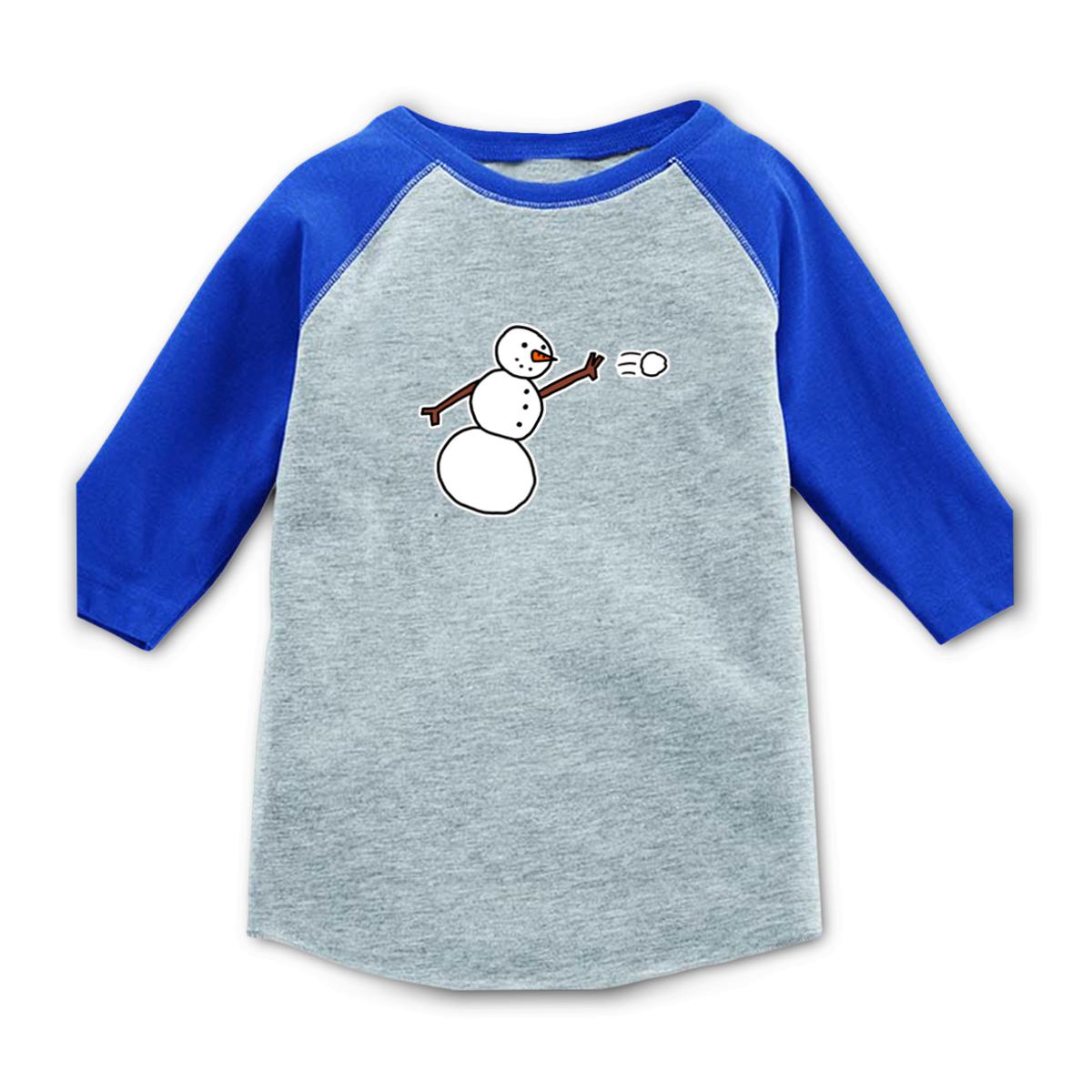 Snowman Throwing Snowball Toddler Raglan Tee 4T heather-royal