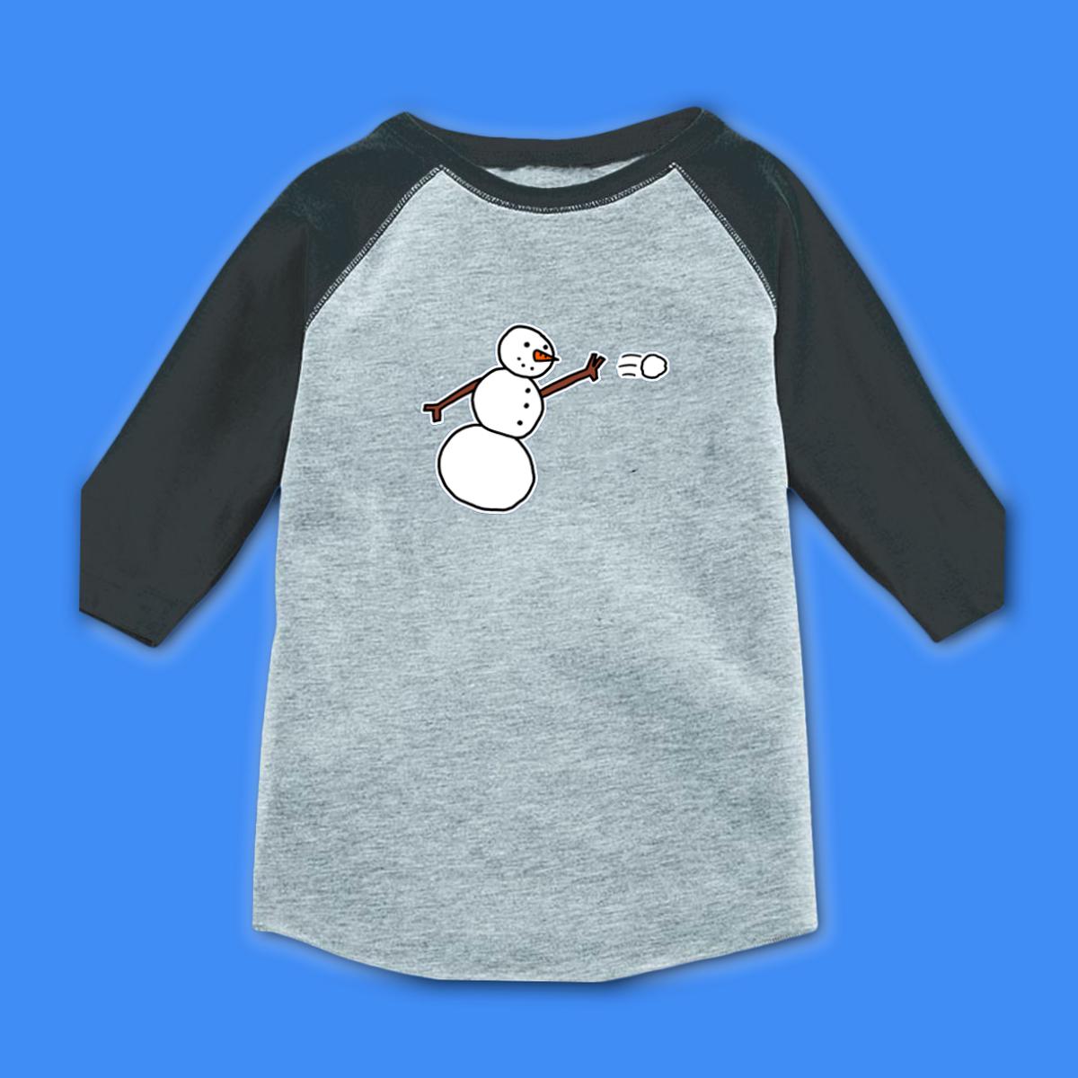 Snowman Throwing Snowball Toddler Raglan Tee