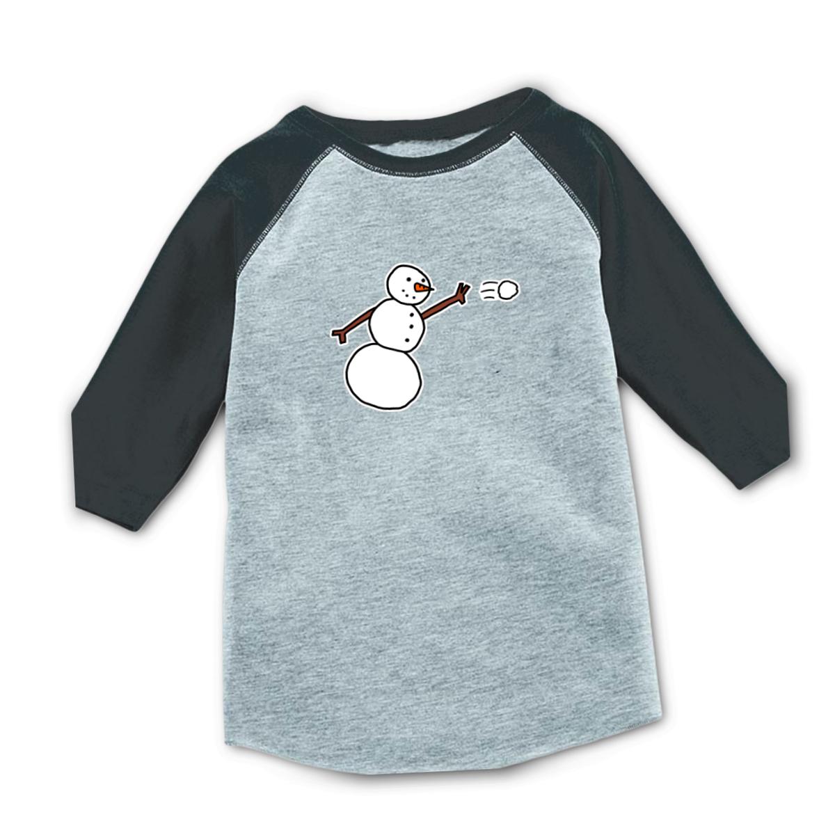 Snowman Throwing Snowball Toddler Raglan Tee 4T heather-smoke