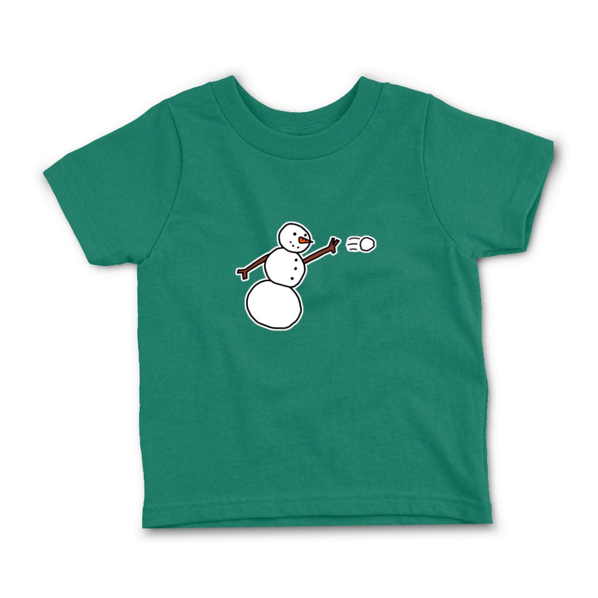 Snowman Throwing Snowball Toddler Tee 4T kelly