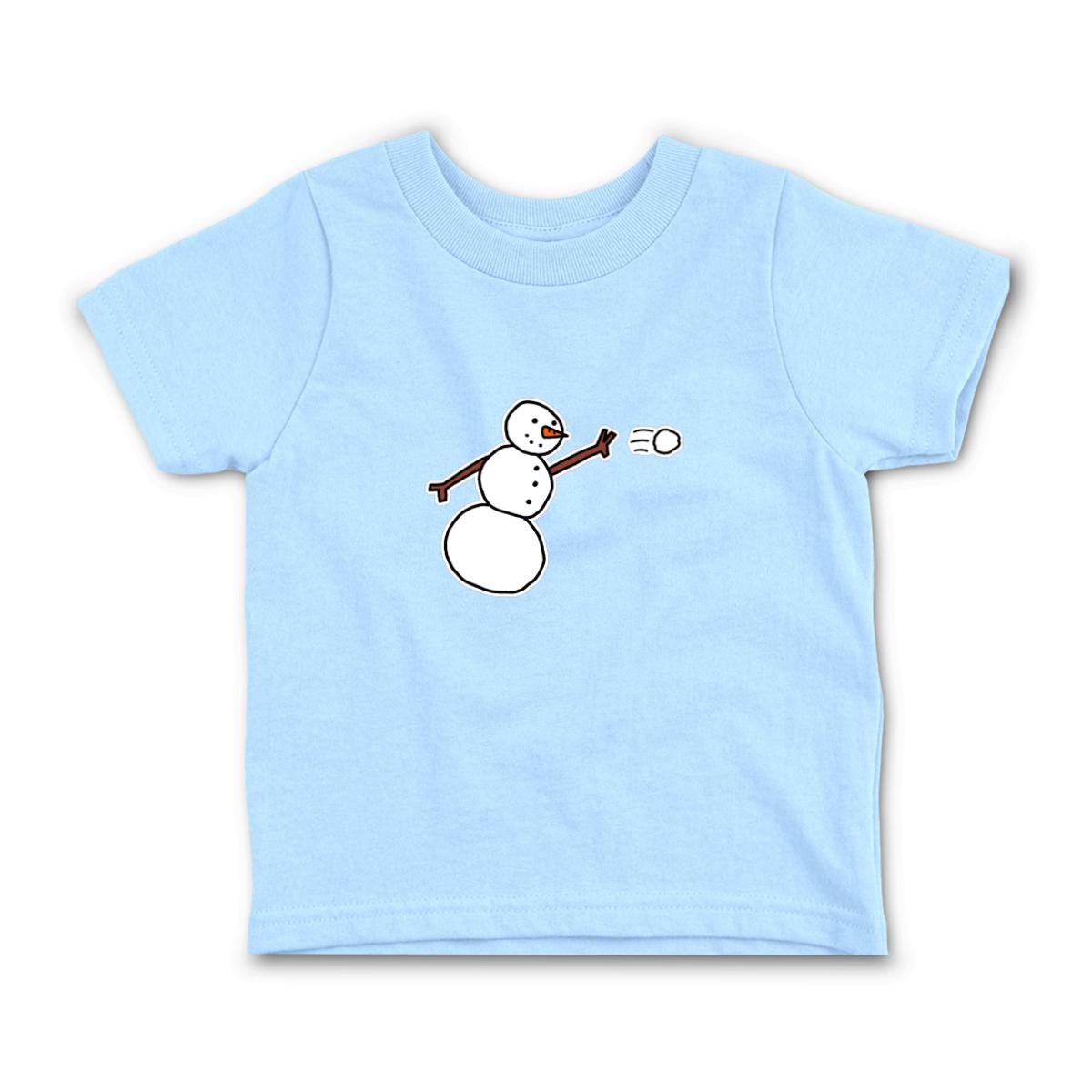 Snowman Throwing Snowball Toddler Tee 2T light-blue