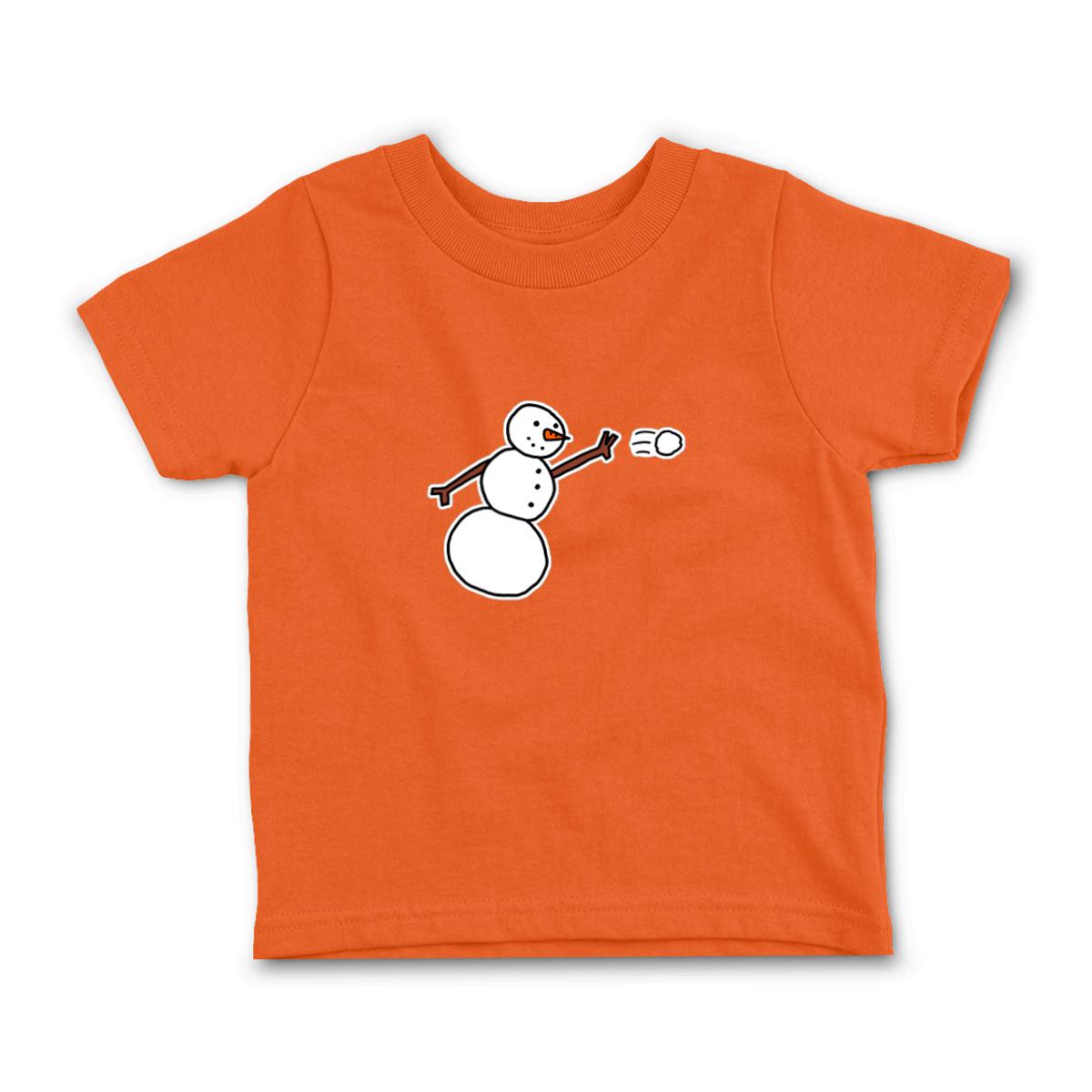 Snowman Throwing Snowball Toddler Tee 4T orange