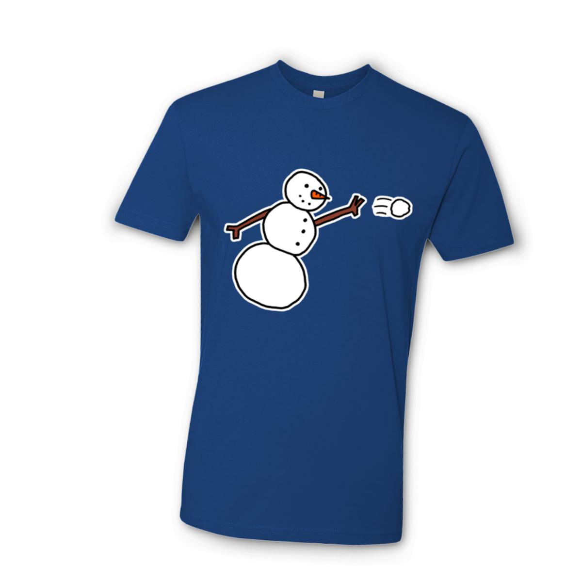 Snowman Throwing Snowball Unisex Tee Medium royal-blue