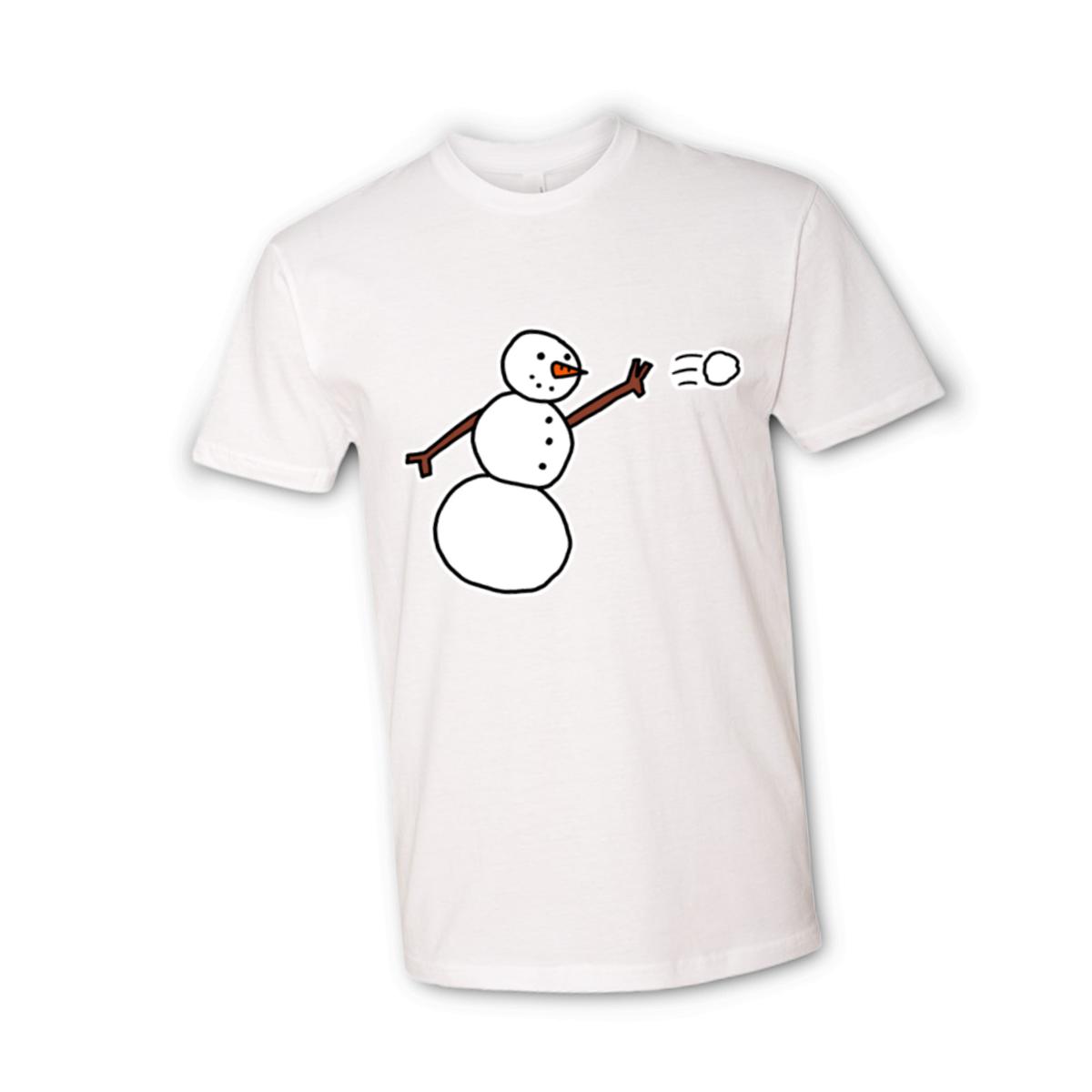 Snowman Throwing Snowball Unisex Tee Large white