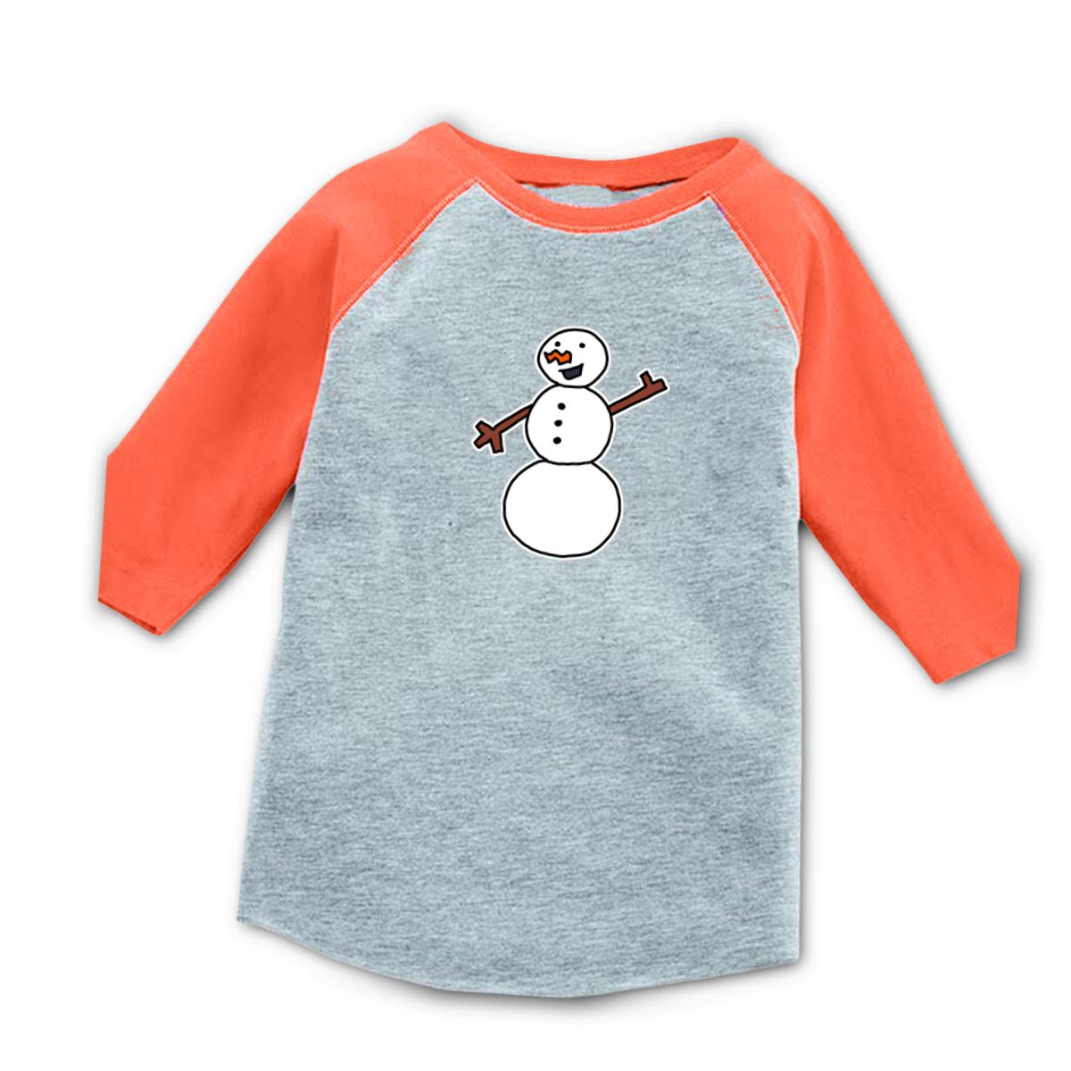 Snowman Waving Toddler Raglan Tee 4T heather-orange