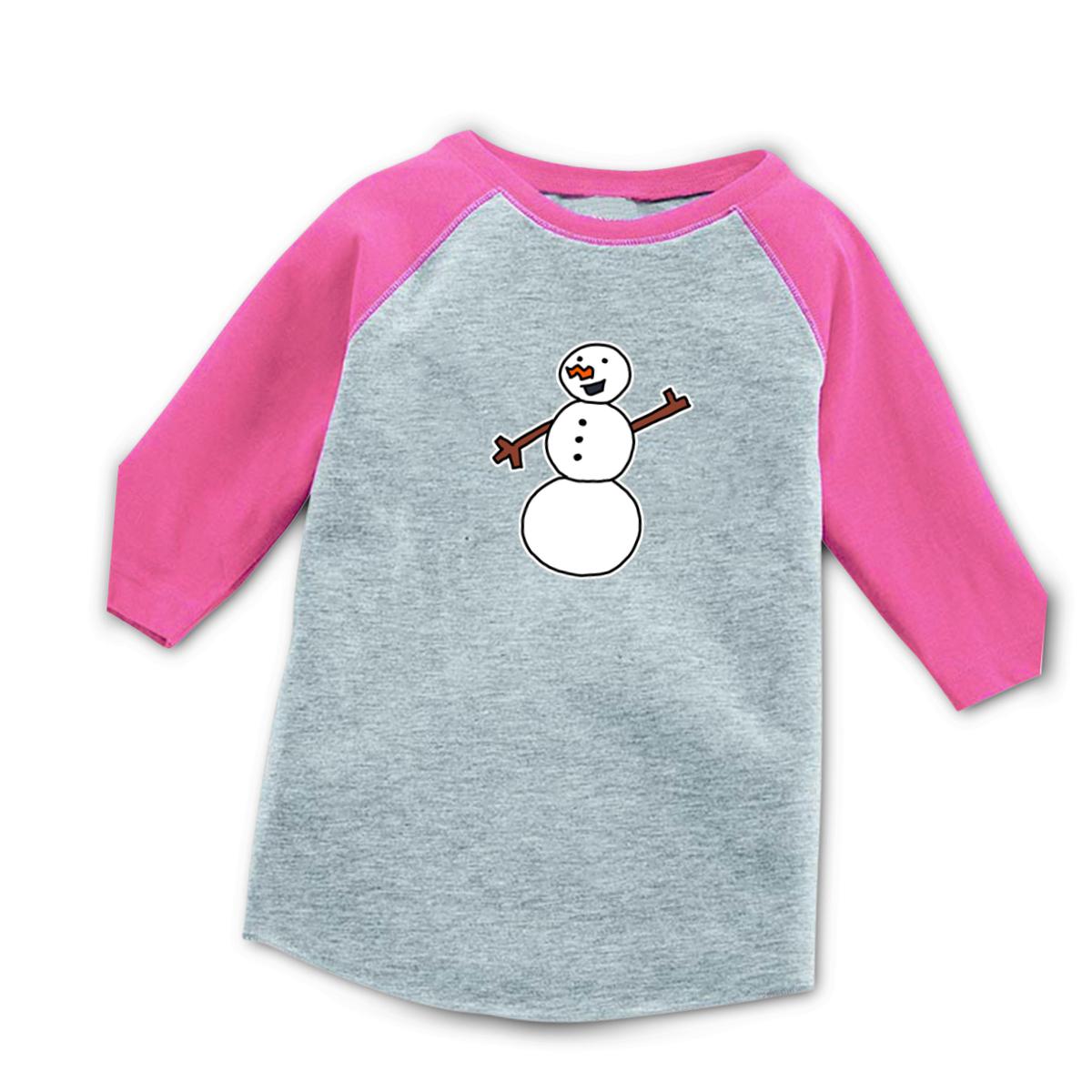 Snowman Waving Toddler Raglan Tee 2T heather-pink