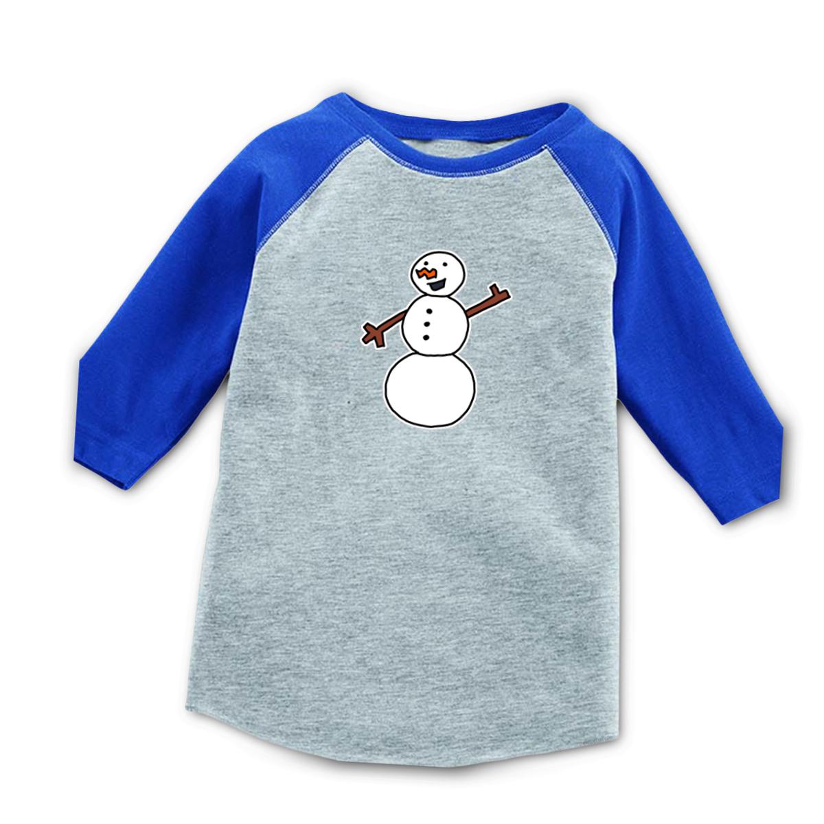 Snowman Waving Toddler Raglan Tee 4T heather-royal