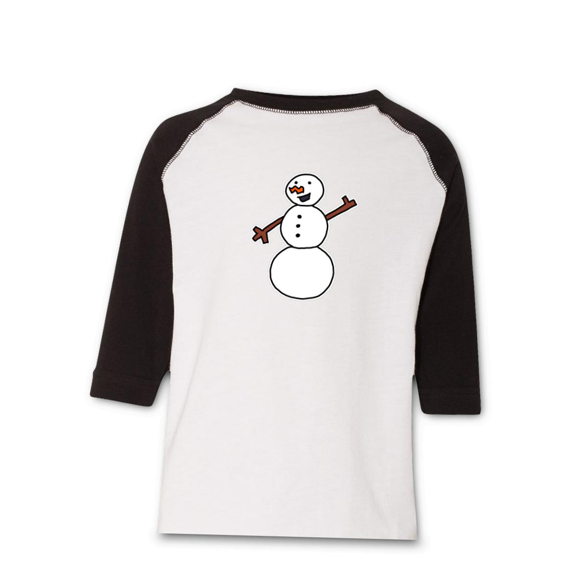 Snowman Waving Toddler Raglan Tee 2T white-black