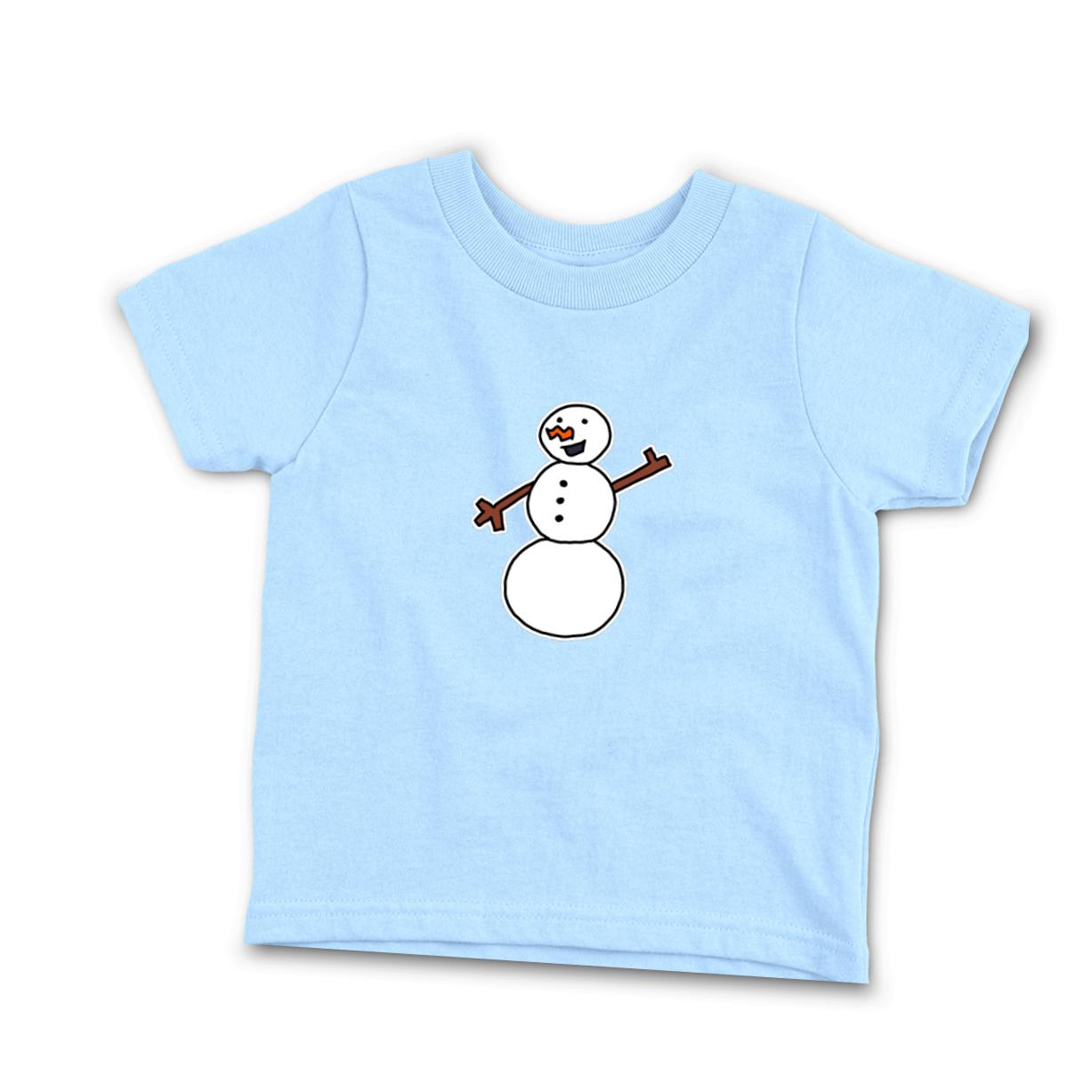 Snowman Waving Toddler Tee 2T light-blue