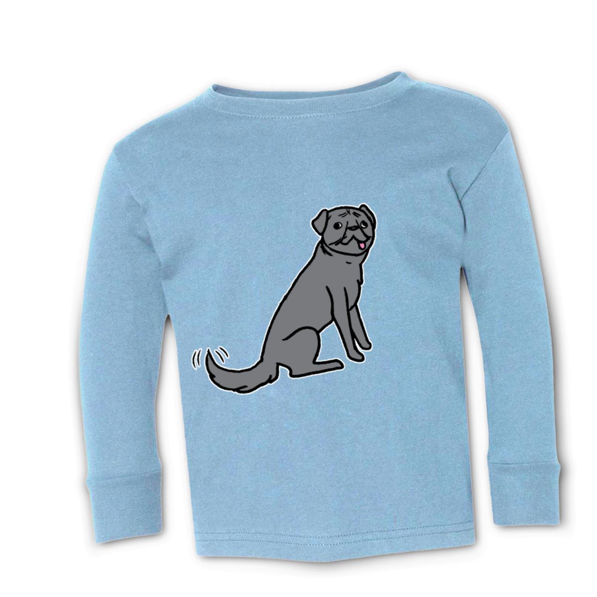 Wolf Pug Toddler Long Sleeve Tee 2T light-blue