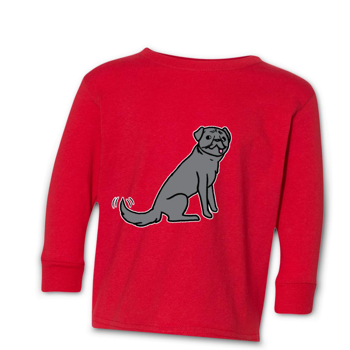 Wolf Pug Toddler Long Sleeve Tee 4T red